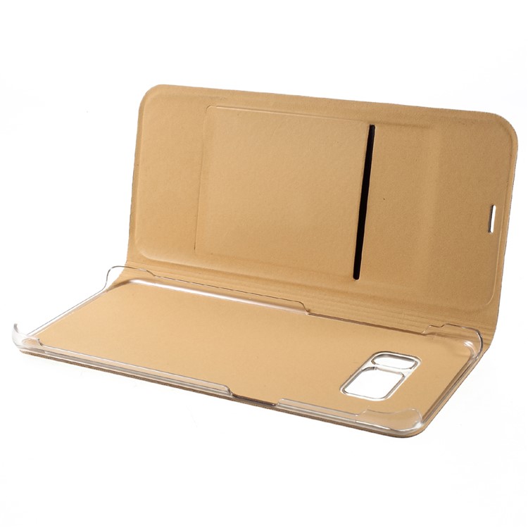 Card Holder Leather Flip Case Lychee Texture for Samsung Galaxy S8 - Gold-6