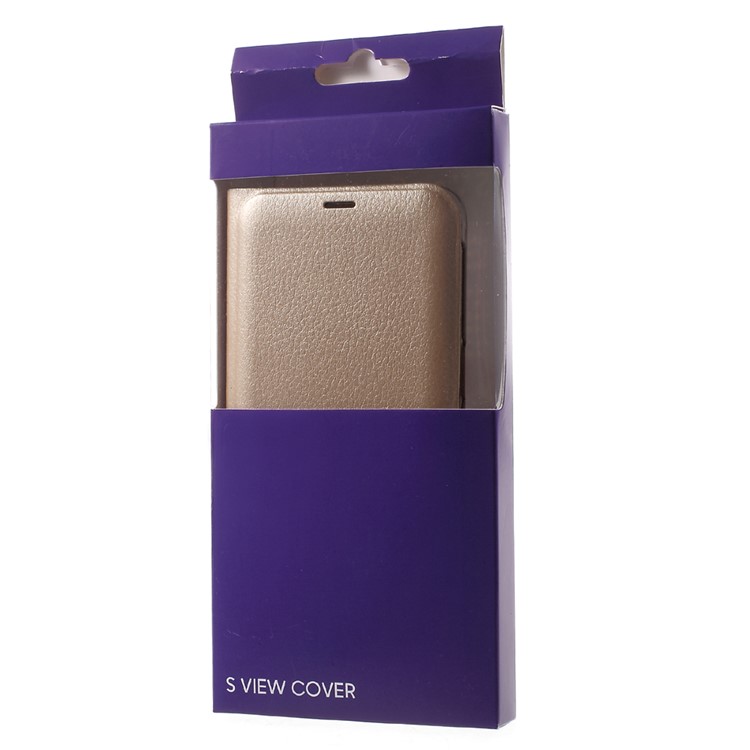 Card Holder Leather Flip Case Lychee Texture for Samsung Galaxy S8 - Gold-7