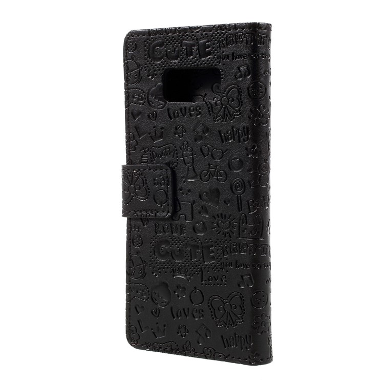 Cartoon Graffiti Leather Wallet Case for Samsung Galaxy S8 - Black-2