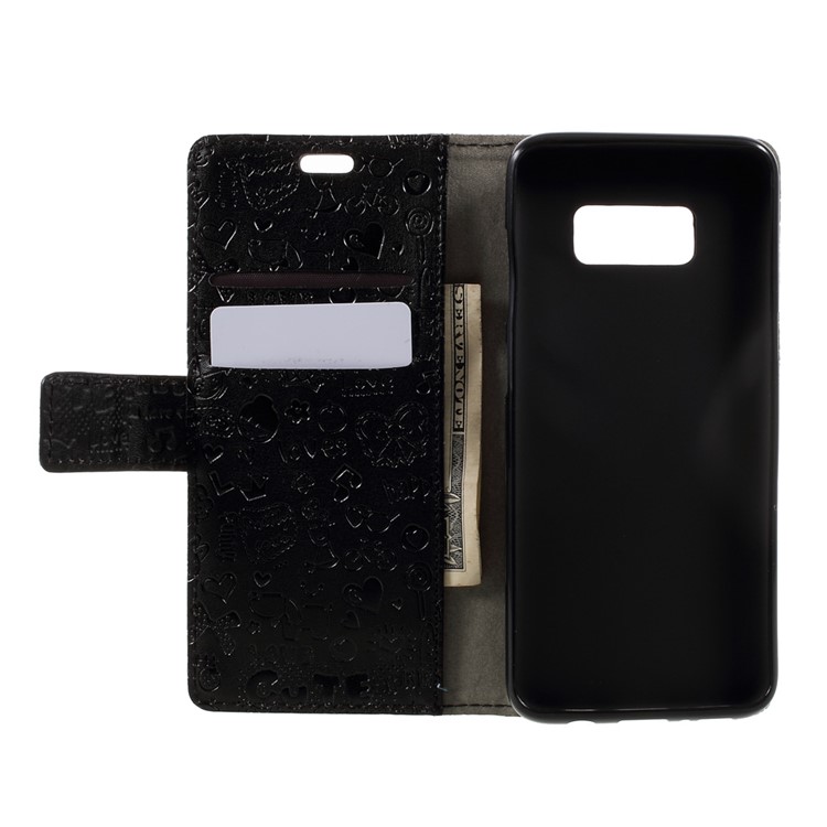 Cartoon Graffiti Leather Wallet Case for Samsung Galaxy S8 - Black-6