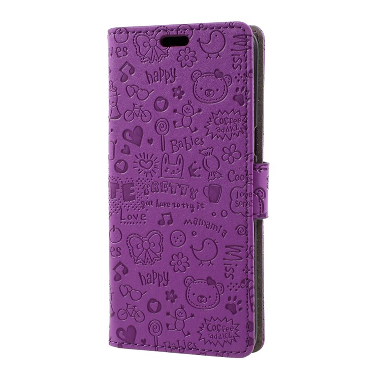 Cartoon Graffiti Phone Leather Wallet Case for Samsung Galaxy S8 - Purple-2