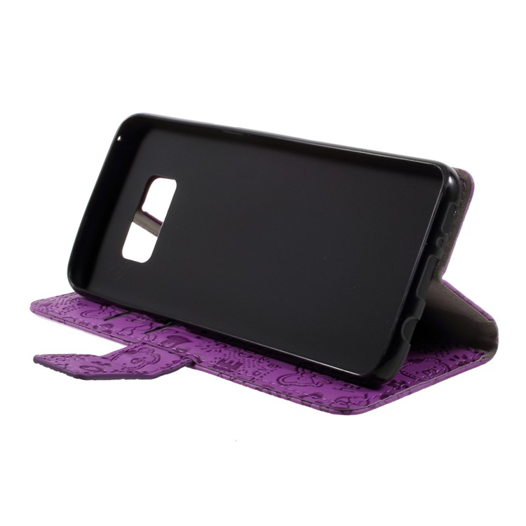 Cartoon Graffiti Phone Leather Wallet Case for Samsung Galaxy S8 - Purple-4