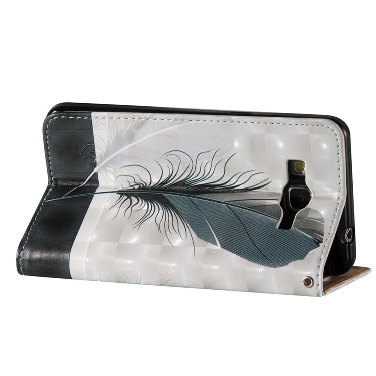 Embossing Auto-absorbed Leather Phone Cover with Card Slot for Samsung Galaxy Grand Prime G530 - Feathers-4
