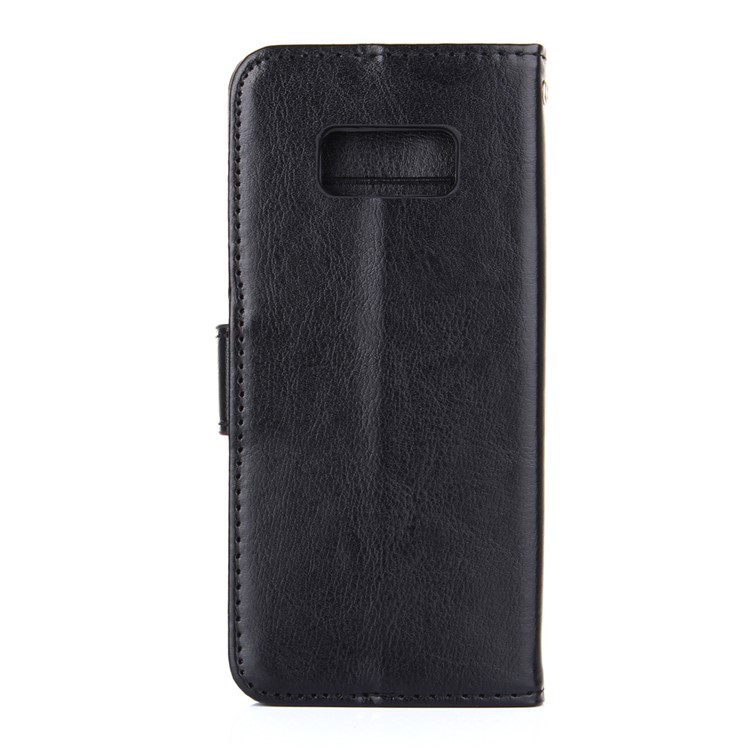 Crazy Horse Leather Wallet caso del basamento per Samsung Galaxy S8 - Nero-2