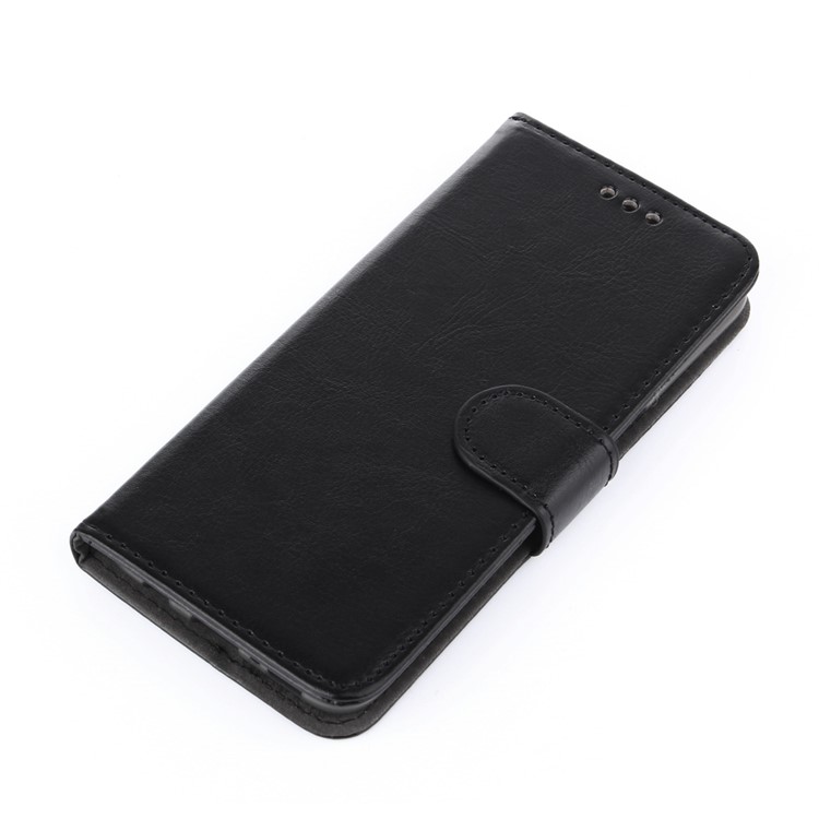 Crazy Horse Leather Wallet caso del basamento per Samsung Galaxy S8 - Nero-3