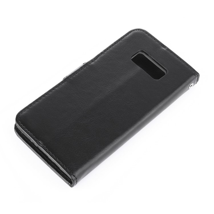 Crazy Horse Leather Wallet caso del basamento per Samsung Galaxy S8 - Nero-4