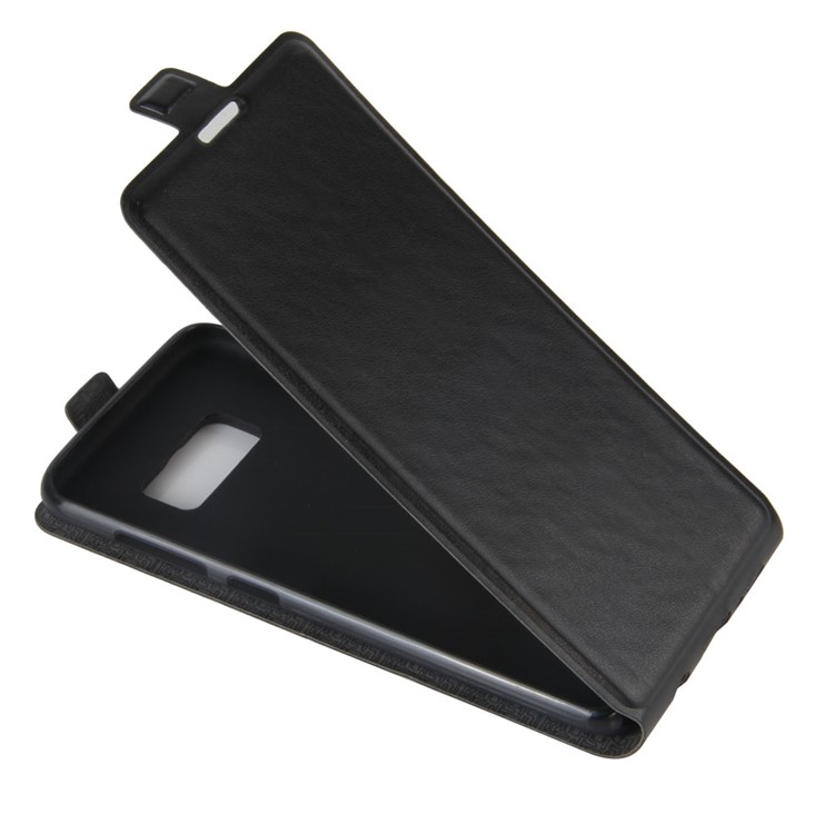 For Samsung Galaxy S8 Card/Photo Slot Vertical Flip Leather Case Crazy Horse Texture - Black-2