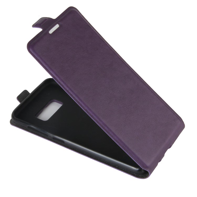 Card/Photo Slot Crazy Horse Vertical Flip Leather Mobile Casing for Samsung Galaxy S8 - Purple-3