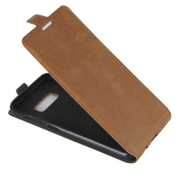Crazy Horse Card Holder Vertical Leather Flip Cover Case for Samsung Galaxy S8 - Brown-3