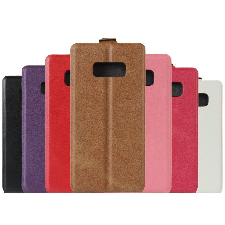 Crazy Horse Card Holder Vertical Leather Flip Cover Case for Samsung Galaxy S8 - Brown-7