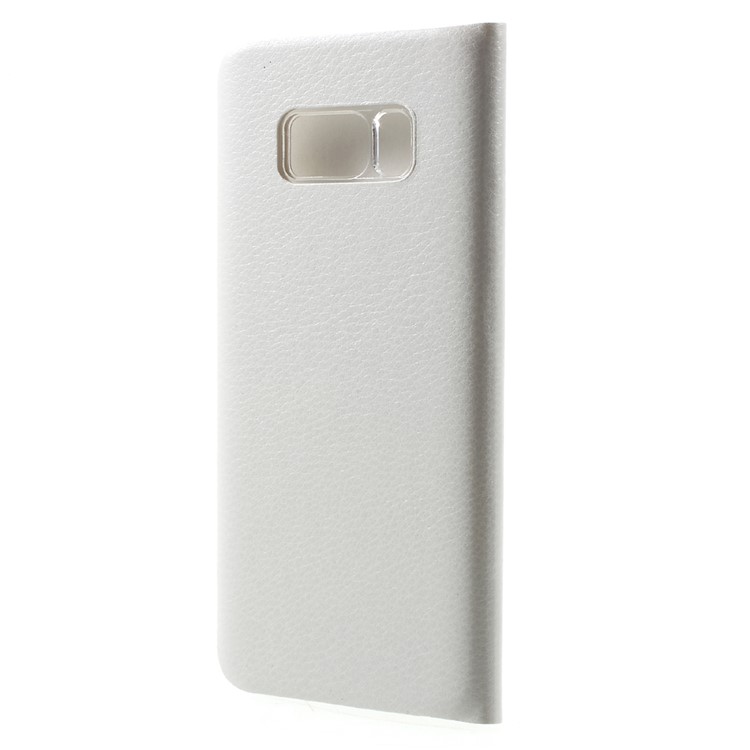 Card Slot Leather Flip Phone Cover for Samsung Galaxy S8 Plus - White-3