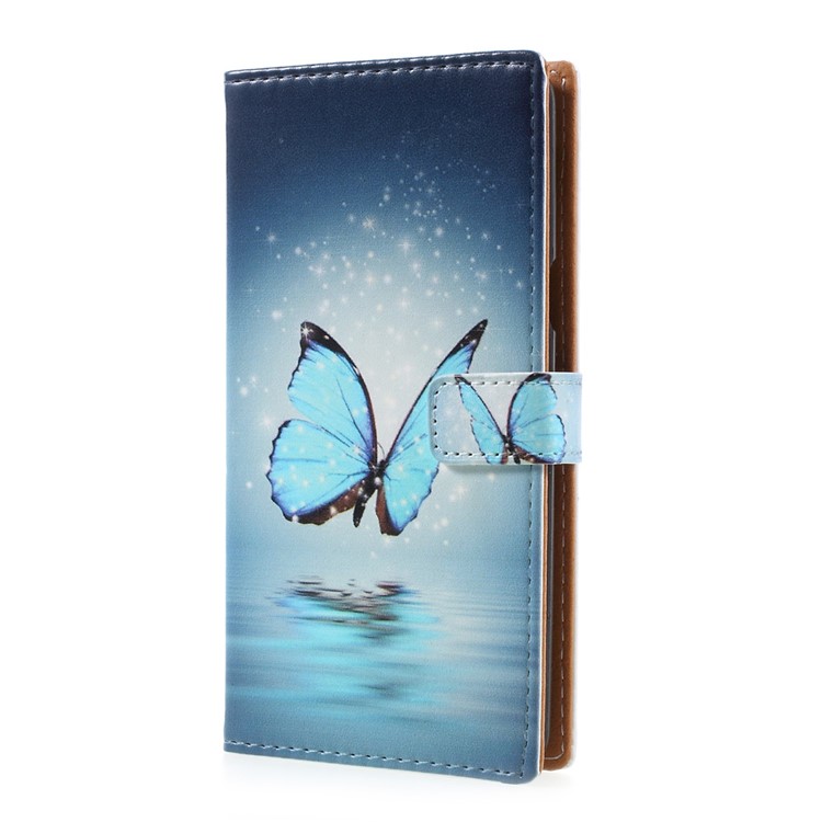 Pattern Printing Leather Card Holder Case for Samsung Galaxy J5 (2017) - Blue Butterfly-2