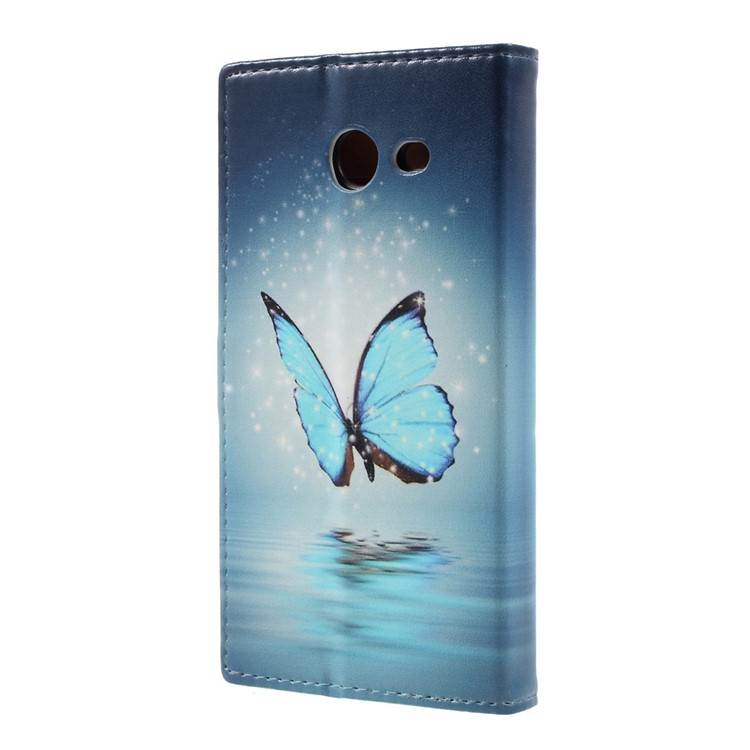 Pattern Printing Leather Card Holder Case for Samsung Galaxy J5 (2017) - Blue Butterfly-3