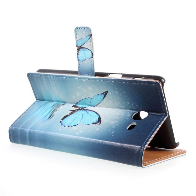Pattern Printing Leather Card Holder Case for Samsung Galaxy J5 (2017) - Blue Butterfly-4