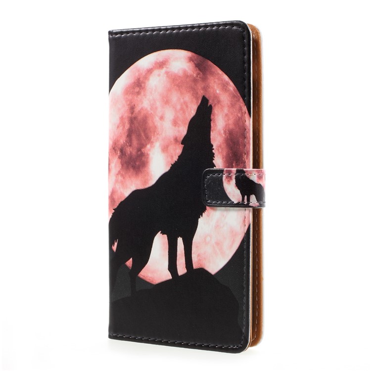 Pattern Printing Wallet Leather Magnetic Case for Samsung J7 Prime/On7 2016 - Wolf Howling at the Moon-2
