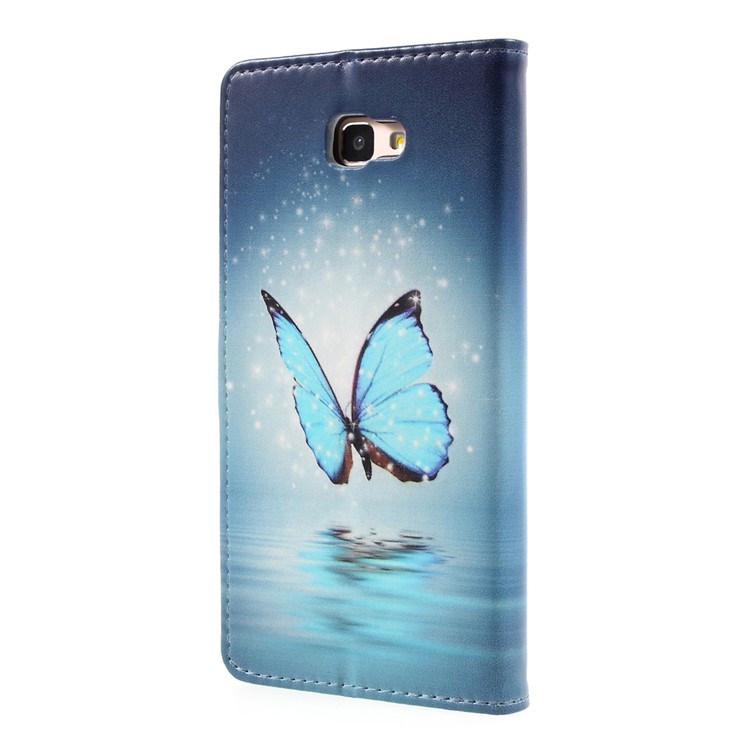 Pattern Printing PU Leather Stand Case for Samsung J7 Prime/On7 2016 - Blue Butterfly-3