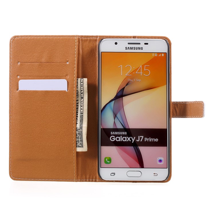 Pattern Printing PU Leather Stand Case for Samsung J7 Prime/On7 2016 - Blue Butterfly-6