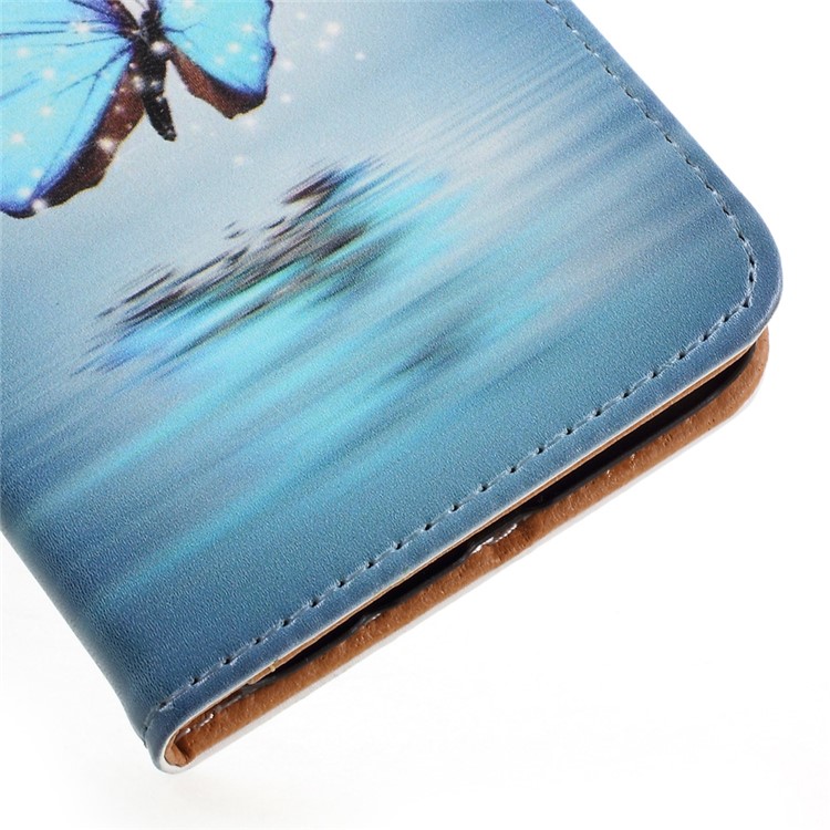 Pattern Printing Leather Wallet Case for Samsung Galaxy S8 Plus - Blue Butterfly-7