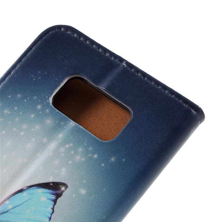 Pattern Printing Leather Wallet Case for Samsung Galaxy S8 Plus - Blue Butterfly-8