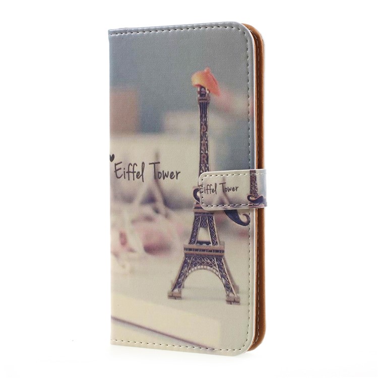 Pattern Printing Leather Wallet Cover for Samsung Galaxy S8 Plus - Eiffel Tower and Mustache-2