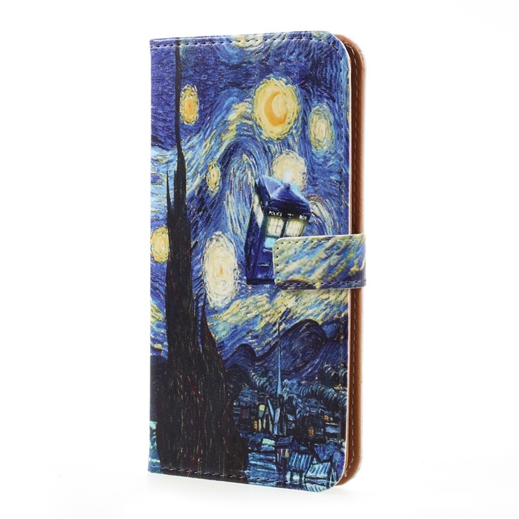 Pattern Printing Leather Card Holder Case for Samsung Galaxy S8 Plus - Starry Night-2