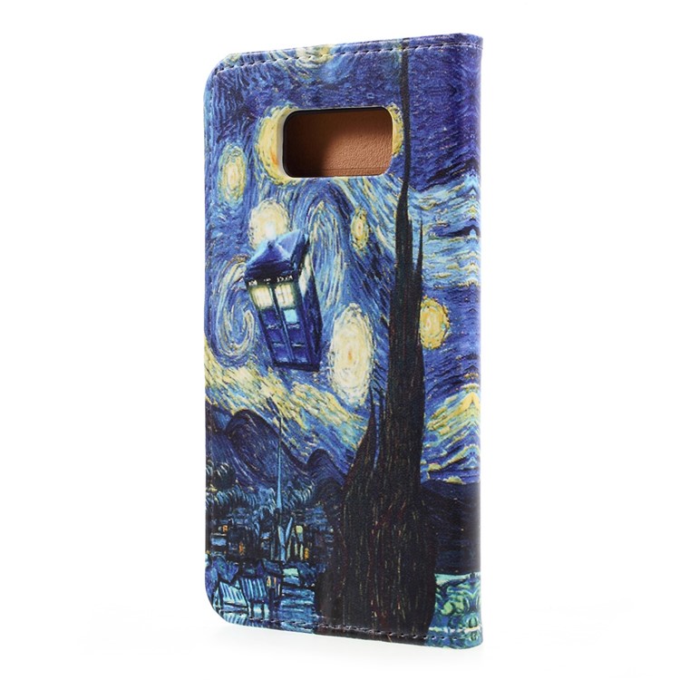 Pattern Printing Leather Card Holder Case for Samsung Galaxy S8 Plus - Starry Night-3