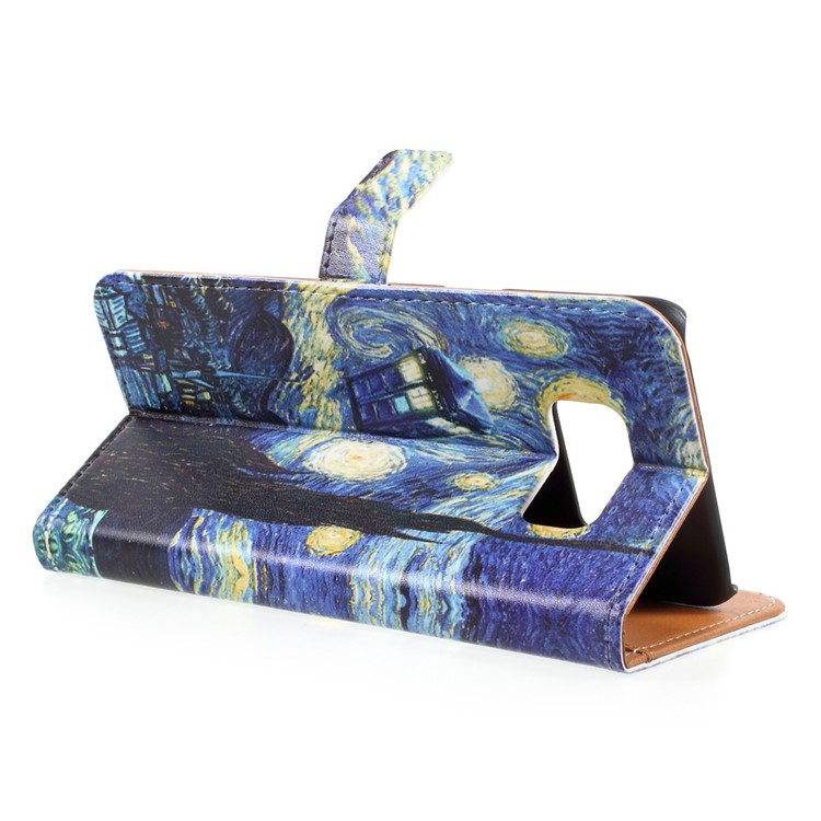 Pattern Printing Leather Card Holder Case for Samsung Galaxy S8 Plus - Starry Night-4