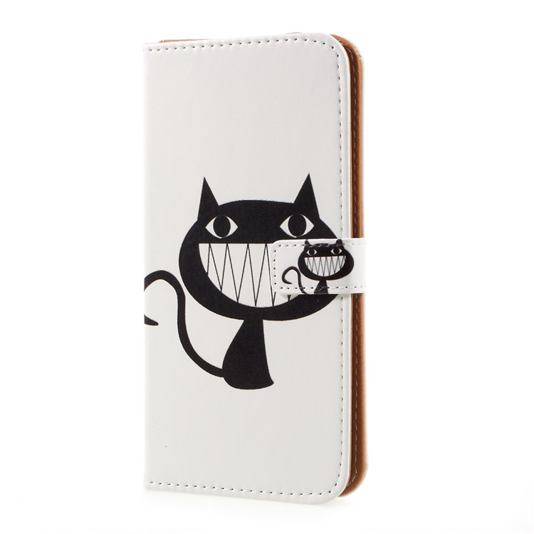 Pattern Printing Phone Leather Wallet Case for Samsung Galaxy S8 Plus - Black Cat-2