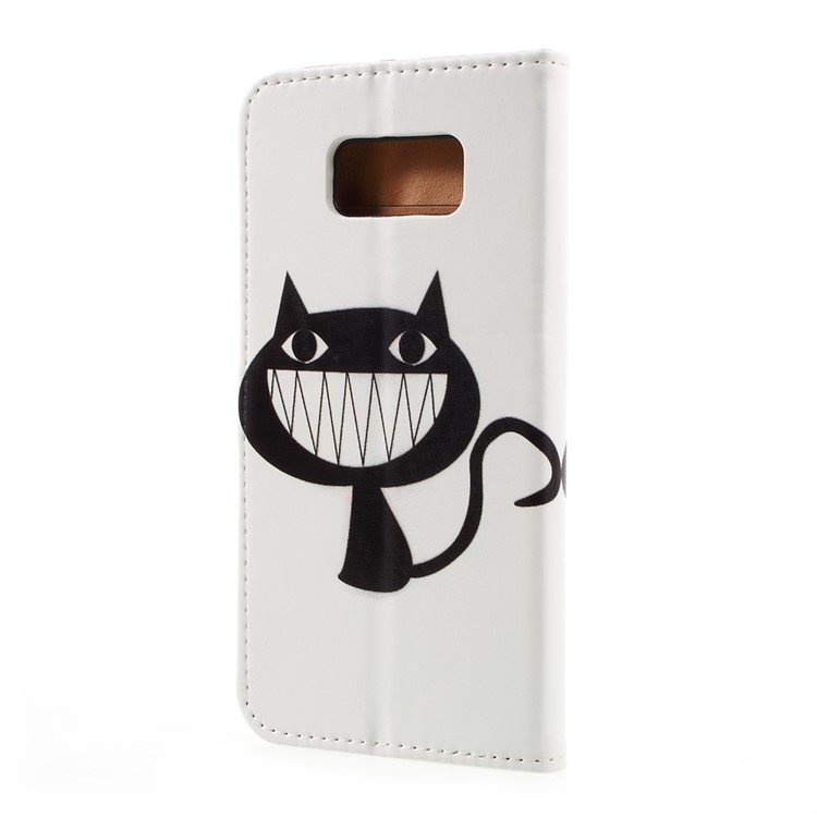 Pattern Printing Phone Leather Wallet Case for Samsung Galaxy S8 Plus - Black Cat-3