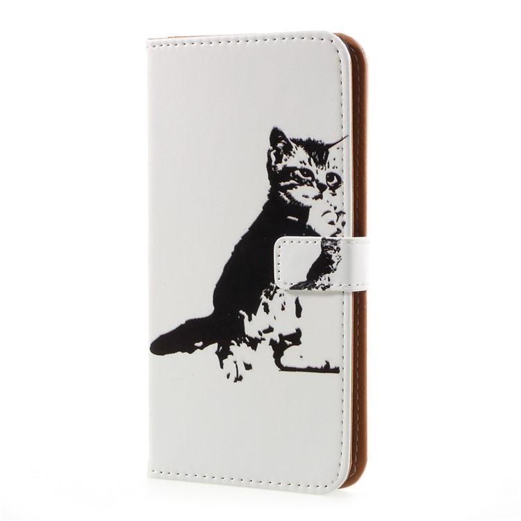 Pattern Printing Wallet Leather Protective Case for Samsung Galaxy S8 Plus - Black and White Cat-2