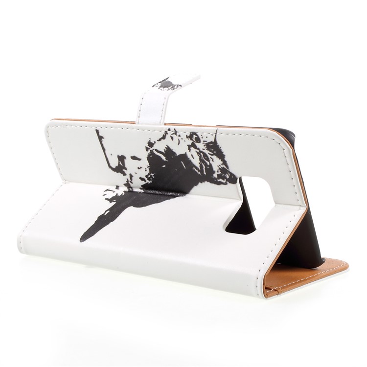 Pattern Printing Wallet Leather Protective Case for Samsung Galaxy S8 Plus - Black and White Cat-4
