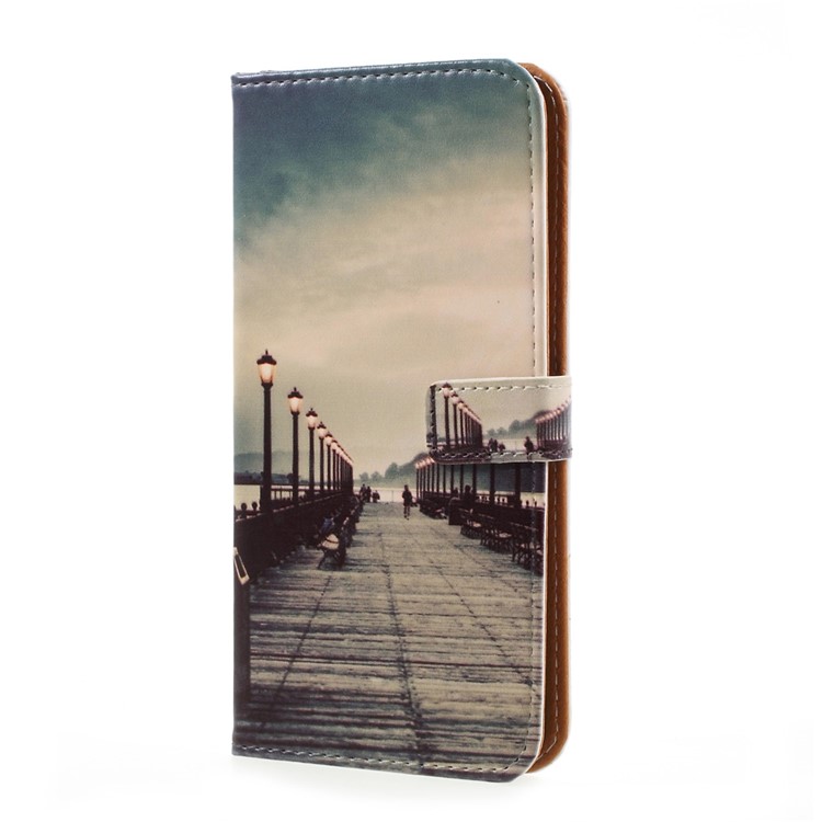 Pattern Printing Leather Stand Case with Card Slots for Samsung Galaxy S8 Plus - Dock at Sunset-2