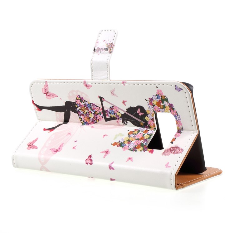 Pattern Printing PU Leather Wallet Case for Samsung Galaxy S8 Plus - Flowered Girl Holding Umbrella-4