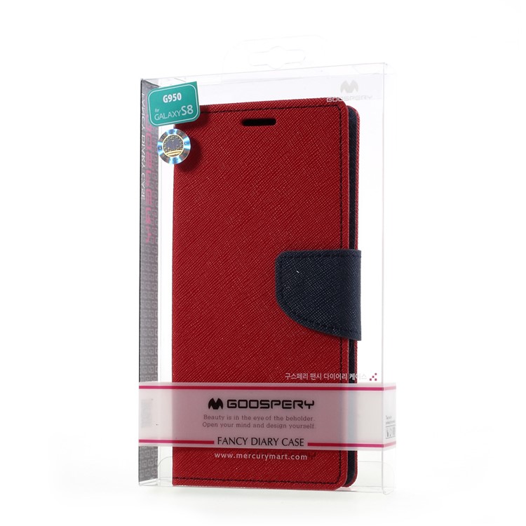 MERCURY GOOSPERY Fancy Diary Wallet Leather Cover for Samsung Galaxy S8 - Red-7