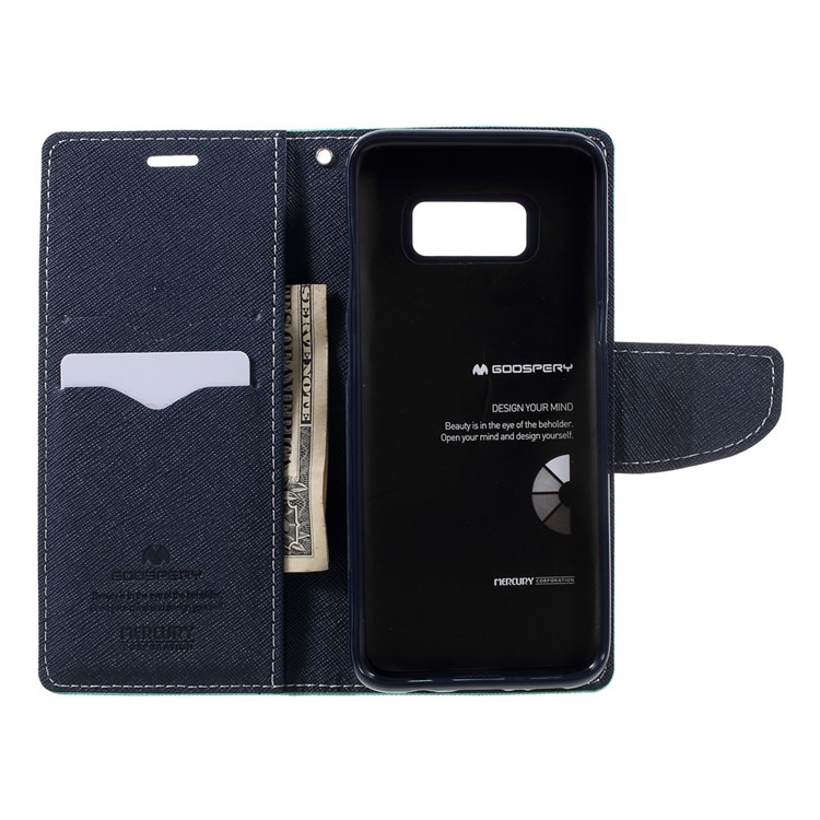MERCURY GOOSPERY PU Leather Wallet Phone Case for Samsung Galaxy S8 - Cyan-6