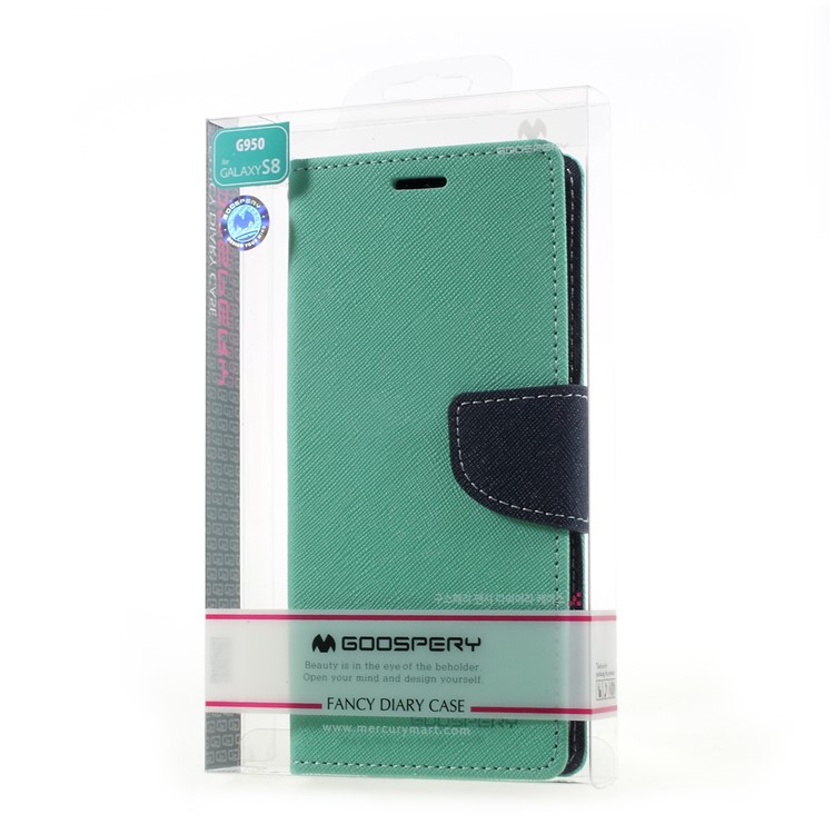 MERCURY GOOSPERY PU Leather Wallet Phone Case for Samsung Galaxy S8 - Cyan-7