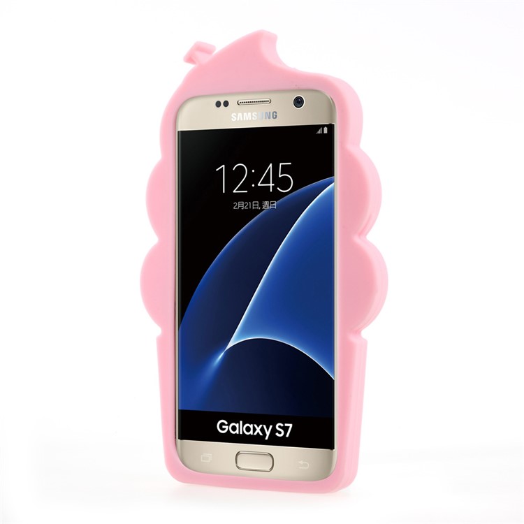 3D Cherry Ice Cream Silicone Mobile Case for Samsung Galaxy S7 G930 - Pink-3