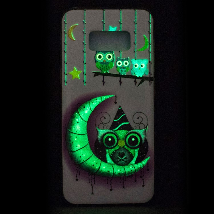 For Samsung Galaxy S8 Luminous IMD TPU Back Case - Owls, Moon and Stars-5