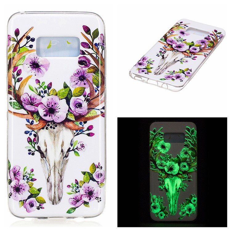 For Samsung Galaxy S8 Noctilucent IMD Soft TPU Phone Shell - Flowered Elk-1