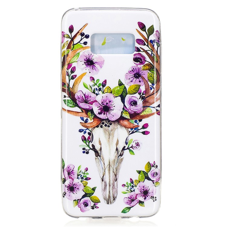 For Samsung Galaxy S8 Noctilucent IMD Soft TPU Phone Shell - Flowered Elk-2