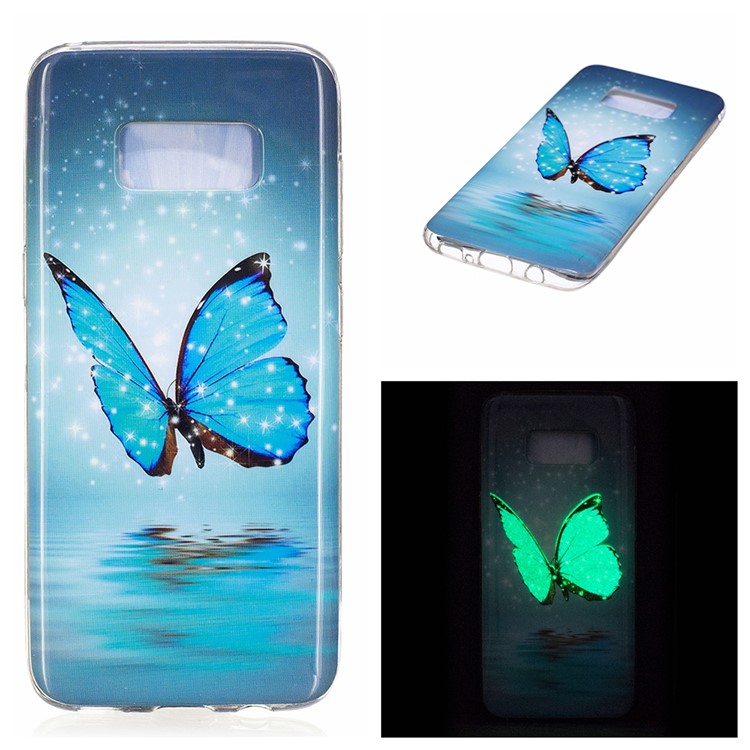 For Samsung Galaxy S8 Luminous IMD Protective TPU Case Shell - Shining Blue Butterfly-1