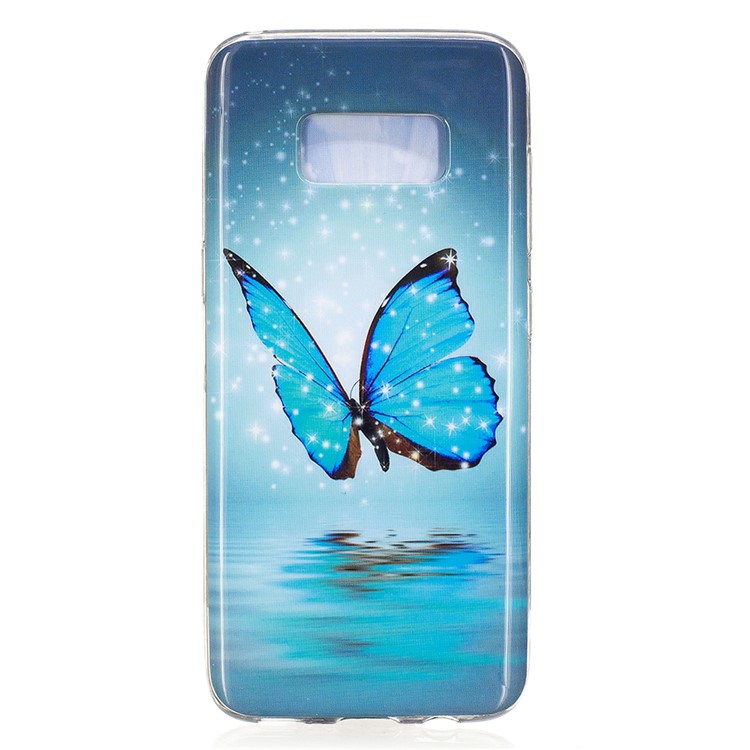 For Samsung Galaxy S8 Luminous IMD Protective TPU Case Shell - Shining Blue Butterfly-2