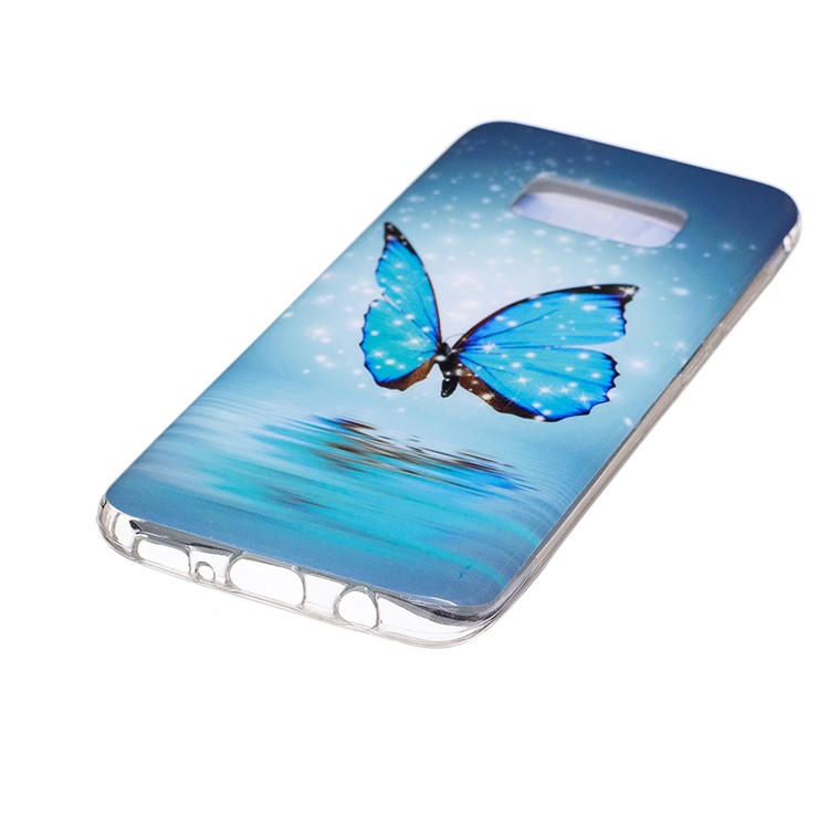 For Samsung Galaxy S8 Luminous IMD Protective TPU Case Shell - Shining Blue Butterfly-3