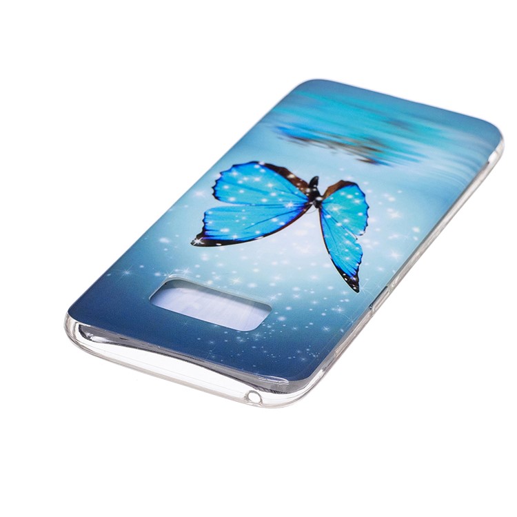 For Samsung Galaxy S8 Luminous IMD Protective TPU Case Shell - Shining Blue Butterfly-4
