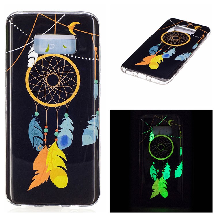For Samsung Galaxy S8 Luminous IMD Jelly Case Cover - Feather Dreamcatcher-1