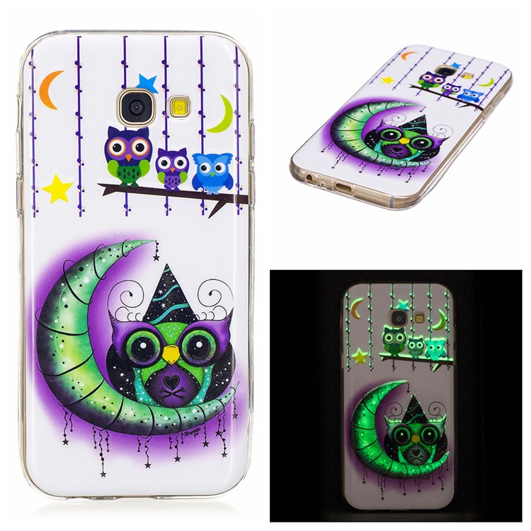 Noctilucent TPU Back Case for Samsung Galaxy A5 (2017) SM-A520F - Owls, Moon and Stars-1