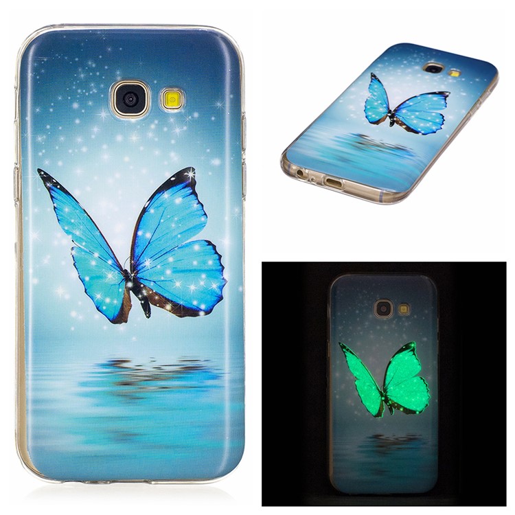 Noctilucent TPU Flexible Case for Samsung Galaxy A5 (2017) SM-A520F - Blue Butterfly-1