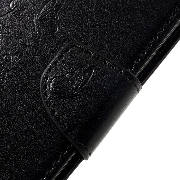 Imprinted Flora Butterflies Wallet Leather Protective Case for Samsung Galaxy S8 Plus - Black-10