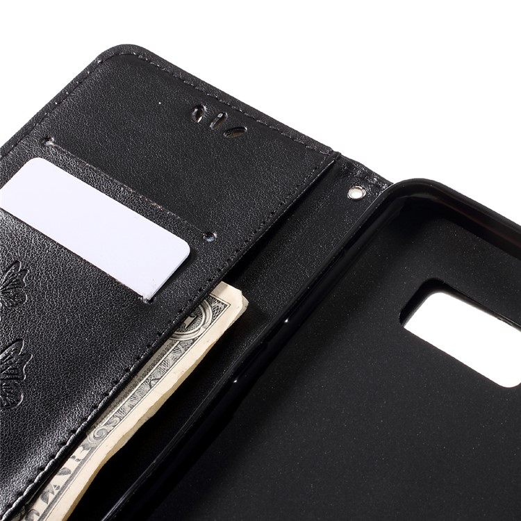Imprinted Flora Butterflies Wallet Leather Protective Case for Samsung Galaxy S8 Plus - Black-11