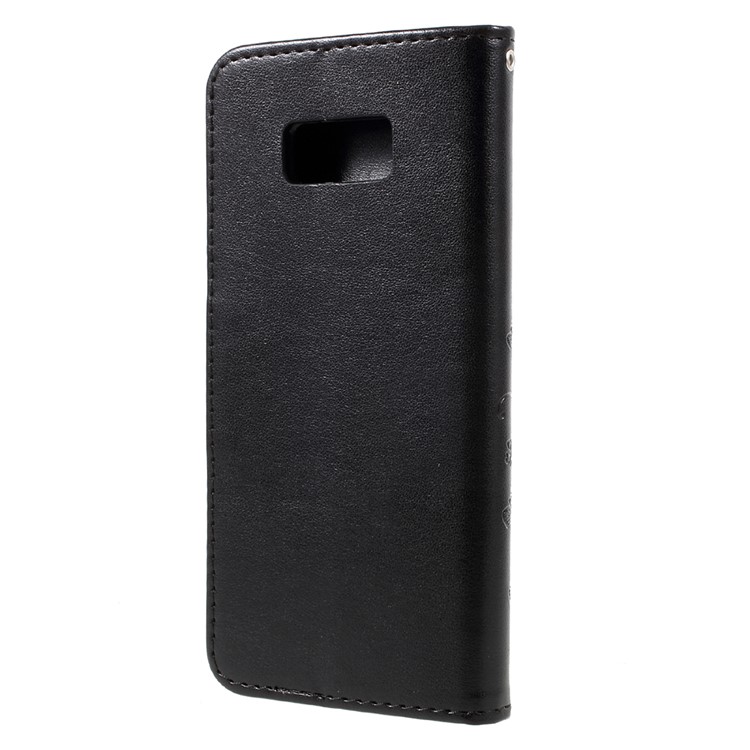 Imprinted Flora Butterflies Wallet Leather Protective Case for Samsung Galaxy S8 Plus - Black-2